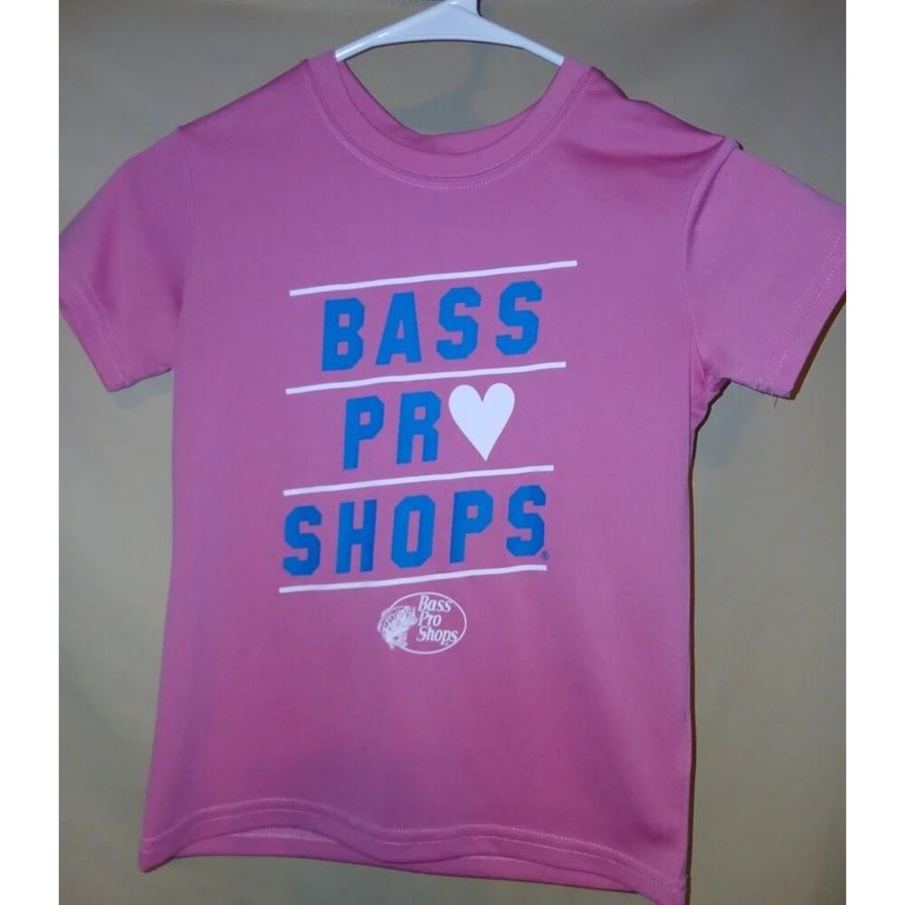 Bass Pro Shops Girls Pink Short Sleeve T-Shirt Size Small S Graphic Tee